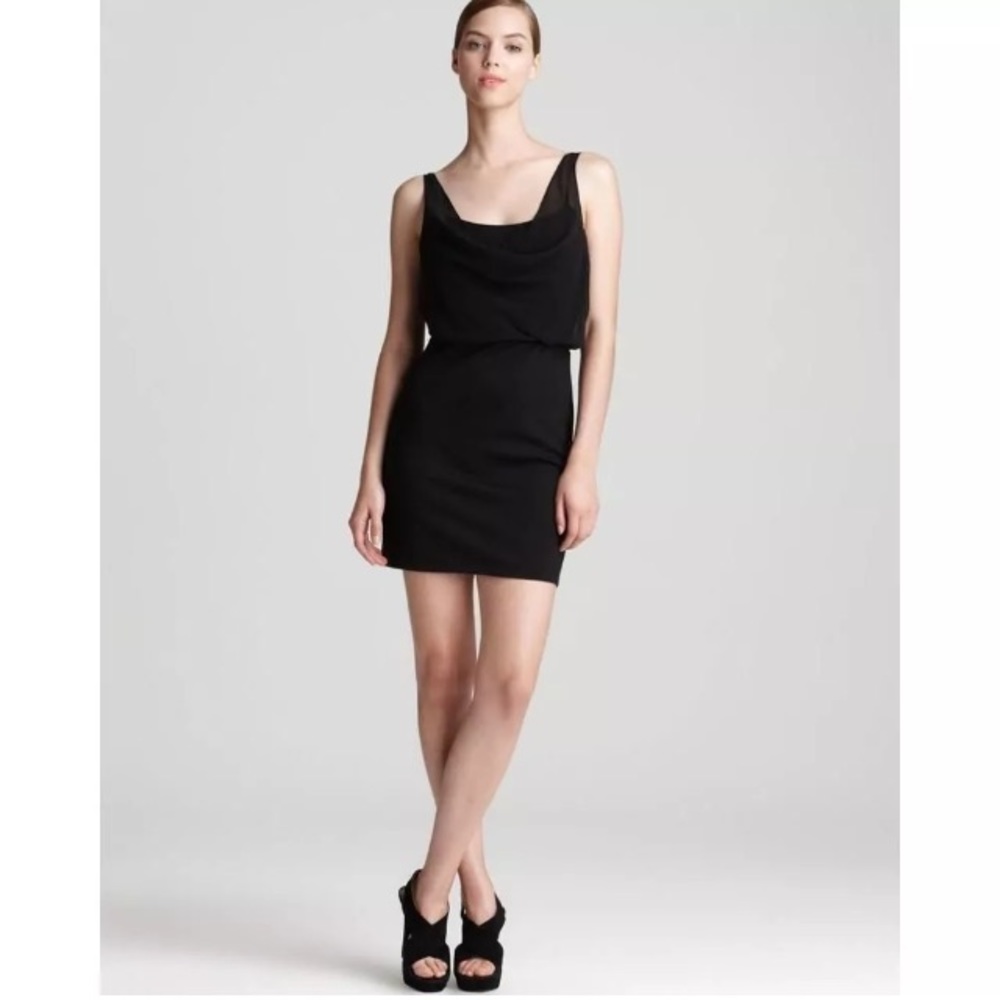 AQUA BLOOMINGDALES BLOUSON BLACK DRESS